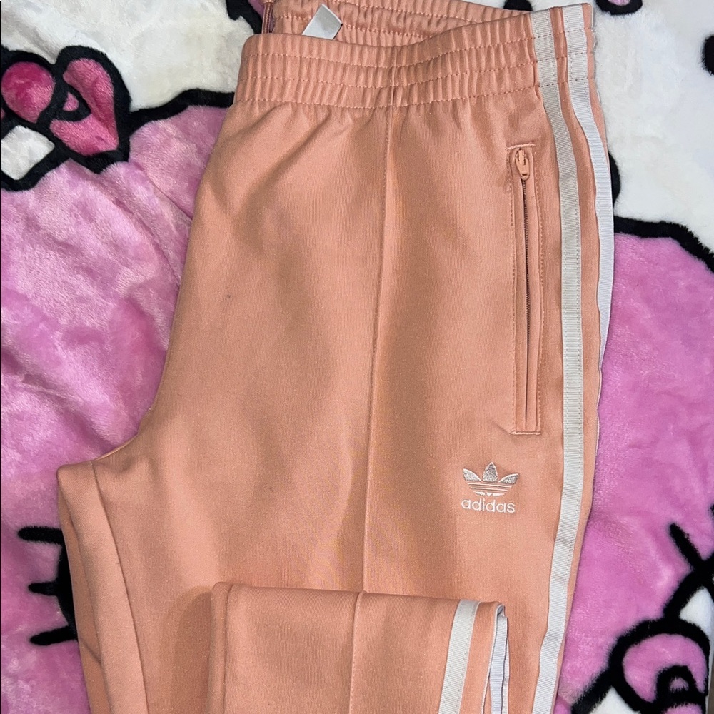 Adidas Kids Coral Joggers with White Stripes